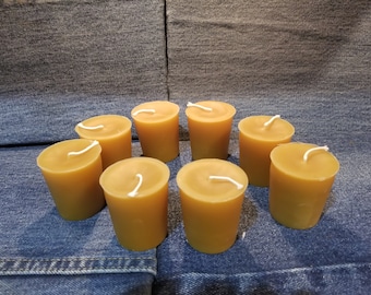 100% Pure Beeswax Votive Candles with Cotton Wix, 8 Pack