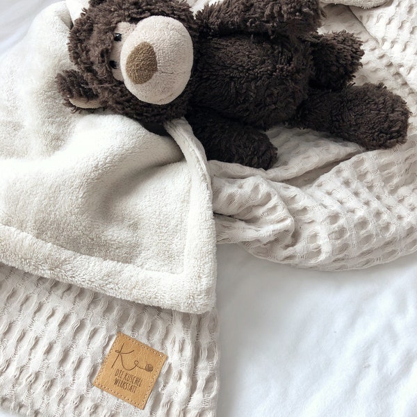 kuschelige Babydecke aus Waffelpique und Fleece | Kuscheldecke | Babydecke