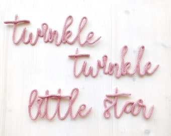 Lettering "twinkle twinkle little star" | knitted | door sign | decorative lettering | Wall decoration | Children's room | personalized | knitting word