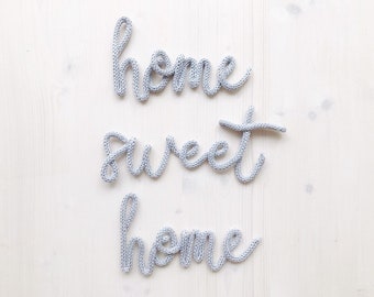 Schriftzug "home sweet  home" | gestrickt | Türschild | Dekoschriftzug | Wanddeko | Kinderzimmer | Strickwort