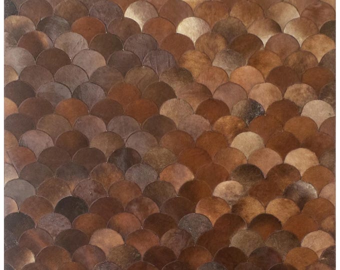 Handcrafted Cowhide Patchwork Rug: Genuine Leather, Felt Backing