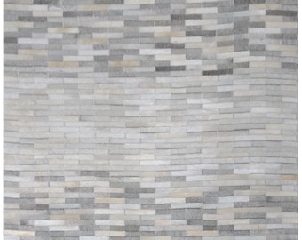 Handcrafted Cowhide Patchwork Rug: Genuine Leather, Felt Backing