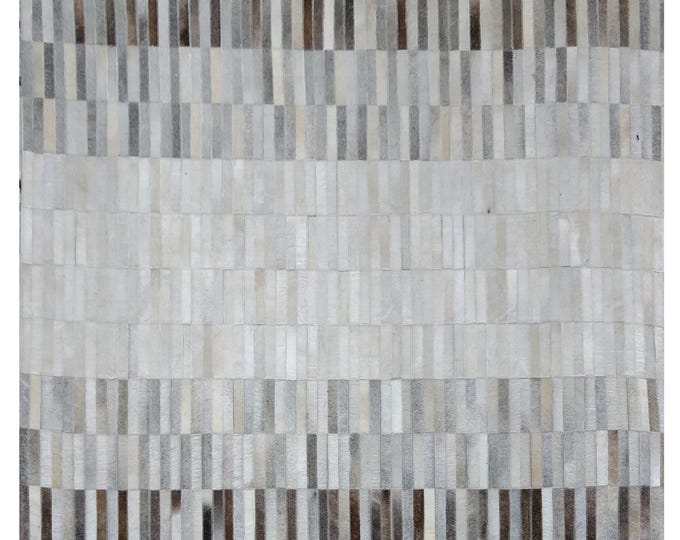 Handcrafted Cowhide Patchwork Rug: Genuine Leather, Felt Backing