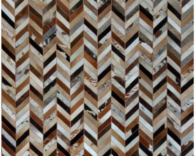 Handcrafted Cowhide Patchwork Rug: Genuine Leather, Felt Backing