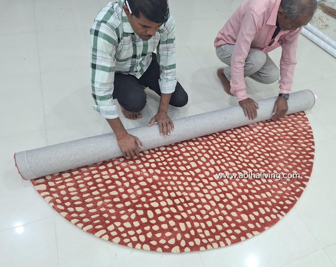 Hand-Tufted Wool Viscose Round Rug: High/Low Pattern, Made to Order
