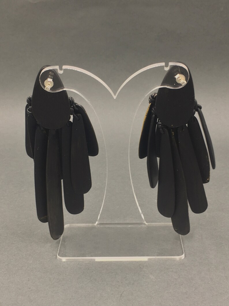 Isidore Domingo West African Monies Inspired Ebony Gold-leaf Tassel Earrings