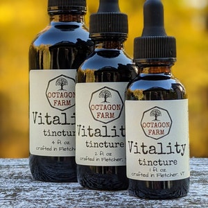Vitality Tincture extract ashwagandha tulsi holy basil reishi ginkgo root natural herbal supplement medicinal mushroom stress sleep