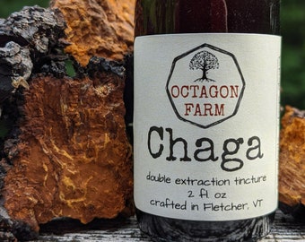 Chaga Tincture double extraction wild harvested fungus extract medicinal mushroom herbal immune supplement natural detoxify body balance