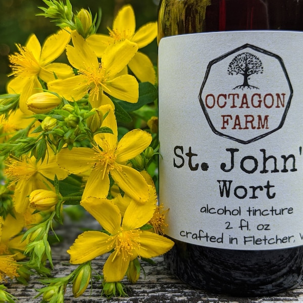 St. John's Wort Tincture extract Vermont natural herb medicinal supplement anxiety insomnia antiviral herbal sleep