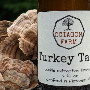 Turkey Tail Tincture double extraction mushroom herbal natural supplement extract fungus wild harvested tea powder free shipping