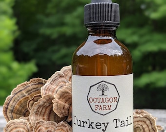 Turkey Tail Tincture double extraction mushroom herbal natural supplement extract fungus wild harvested tea powder free shipping