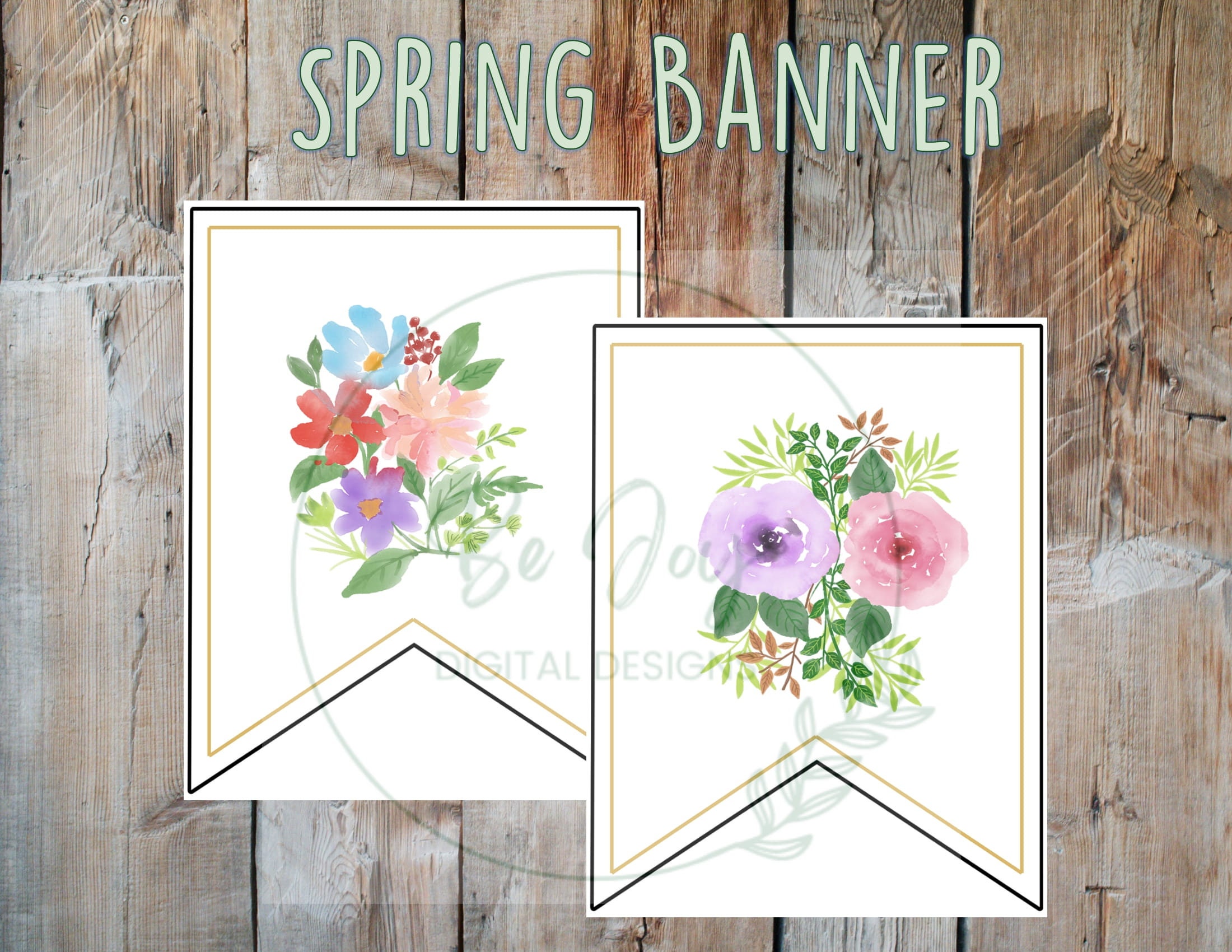 Banner Pdf File Floral Banner| PDF Printable Banner| Blossoms| Spring Decor - Etsy