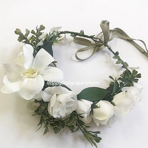 White Flower Crown Adult headband Girl Hair accessories Waddling Flower Crown Baby Girl Crown