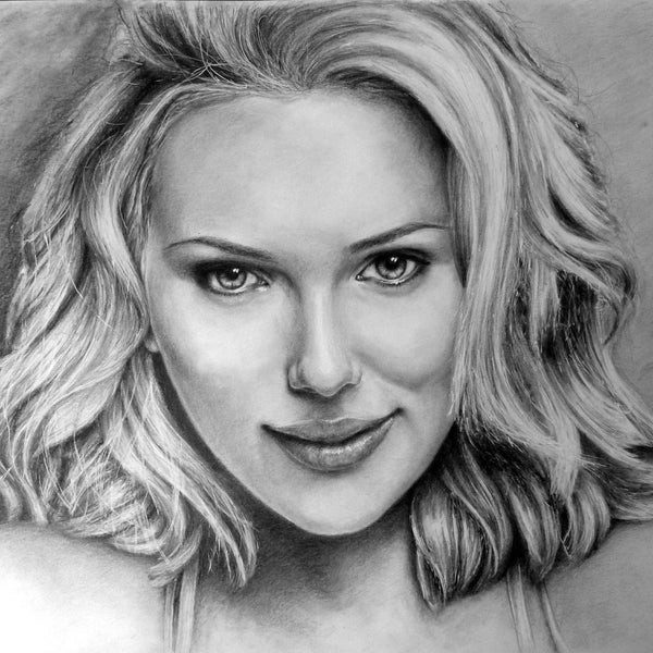 Commission custom-made A2 realistic drawing portrait sketch in graphite pencil from photo