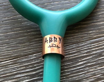 Personalized Stethoscope ID Ring - Copper Nurse Gift