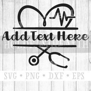 Stethoscope heart digital cut file design, heartbeat, personalized gift, Nurse Life PNG for Cricut, Rn SVG eps dxf file for mug, silhouette