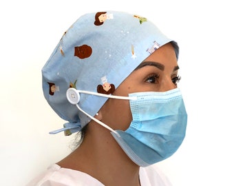 Baby Yoda Surgical Scrub Cap with Buttons, Star Wars Nurse Hat