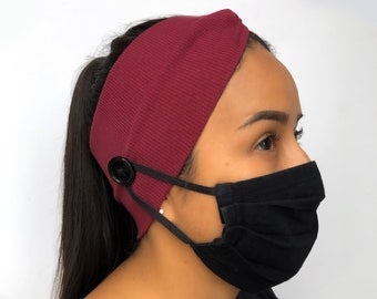 Button Headband, Knit Fabric, Ear Saver