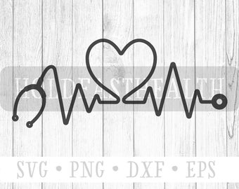 Stethoscope Heartbeat SVG, Nurse Life Design (Digital Files)