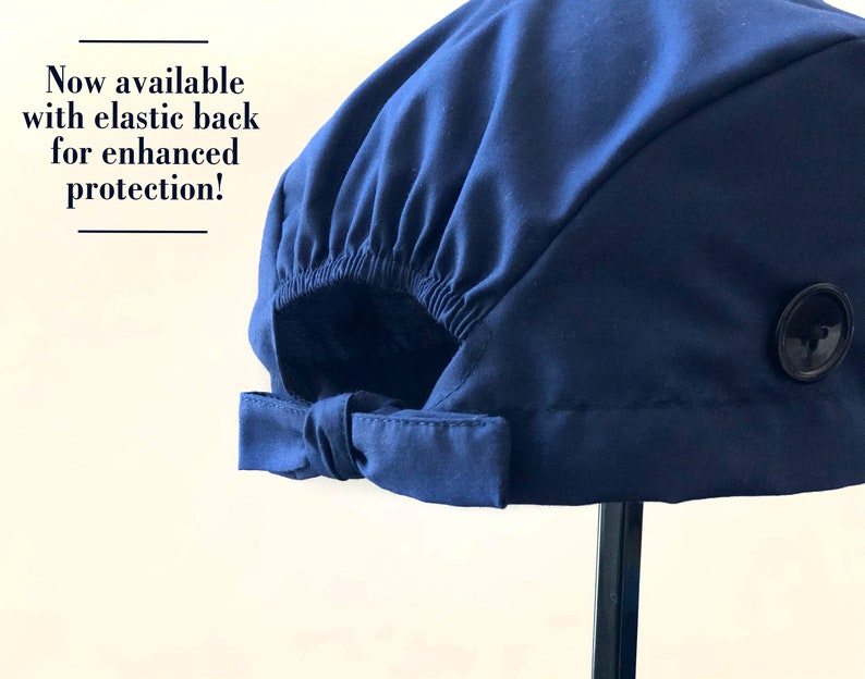 Navy Blue Surgical Cap Blue Womans Scrub Caps With Buttons Etsy