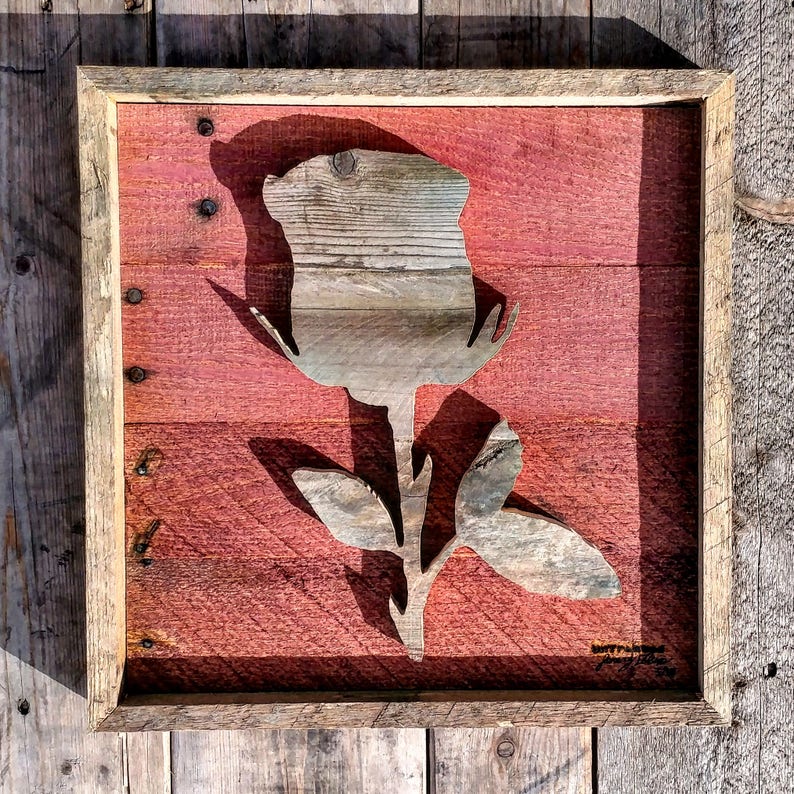 Rose Wine Color Reclaimed Wood Natural Wall Art