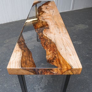 Transparent Resin River Console Table - End Table - Live Edge Table - Epoxy River - Clear - River Table