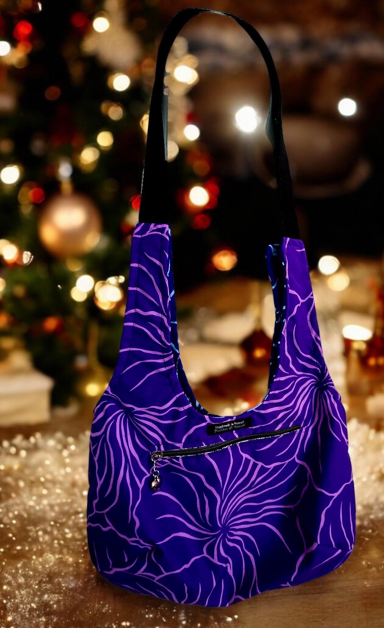 Handmade Purple Floral Tote Bag With Zipper Pocket – Reversible ...