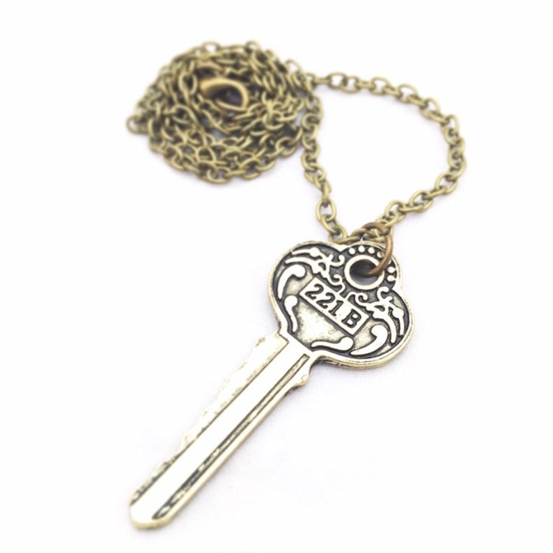 Sherlock Holmes key necklace. 221B Baker Street key. Etsy