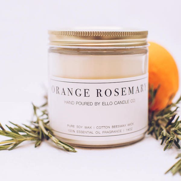 Essential Oil Soy Candle - Orange Rosemary