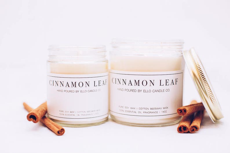 Essential Oil Soy Candle Cinnamon Leaf Etsy