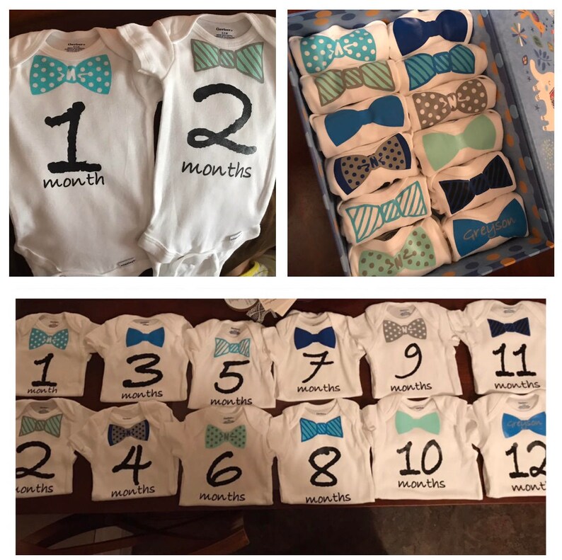 Baby boy month milestone onesies / monthly onesies / baby Etsy
