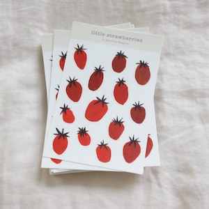 Strawberry Sticker Sheet | 4x6 inch sheet | cottagecore stationary | 14 stickers | strawberry art