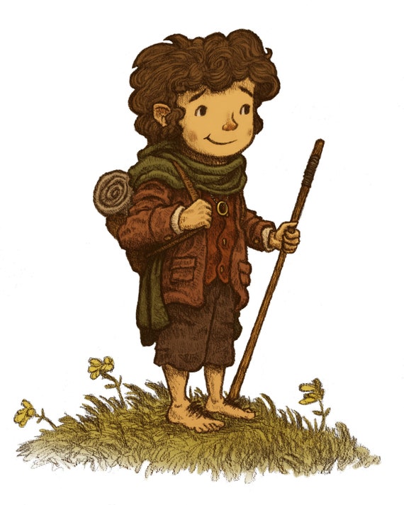 Frodo Print Digital Art & Collectibles Frodo with Flowers Illustration Art Print ...