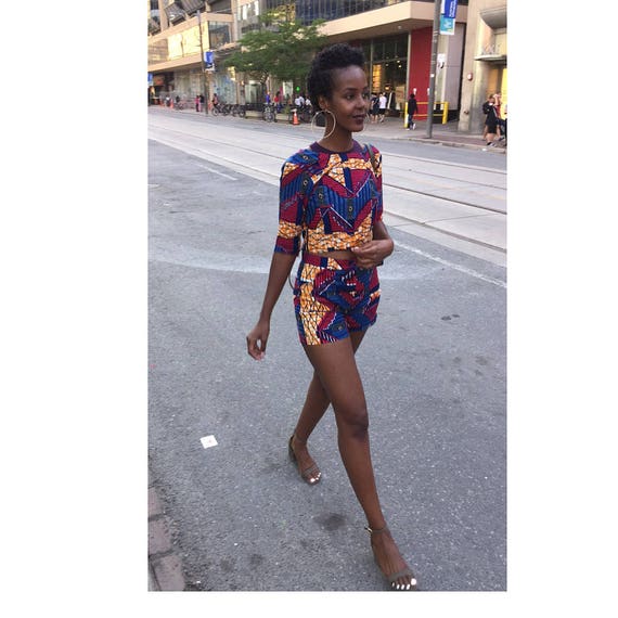 ankara high waist shorts