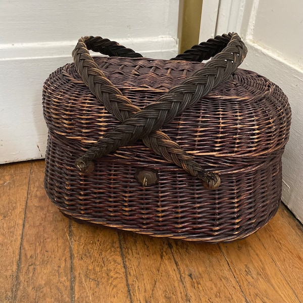 ADORABLE* 19th Century Antique Handmade Basket Bag from France