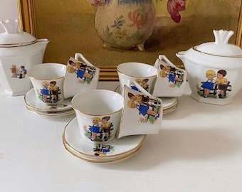 French Vintage Dinette Children's Toy - Tea Set with Cups & Pots