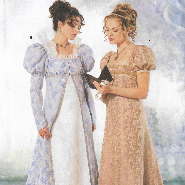 B6630 Patron de couture Costume de dames Robe manteau Régence historique JANE AUSTEN Empire napoléonien Fierté Préjugés Butterick 6630 OOP