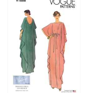 V1886 Vogue 1886 Schnittmuster Vintage 1970&#39;s Design 1979 Kaftan Sehr Einfach Kleider Gr XS-XXL 31664520771 Neu FF