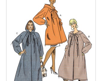 V9340 Sewing  Pattern VERY EASY Vogue 9340 Very Loose-Fitting Hooded Coats Snap Closures  Sizes 4-14 or 16-22 31664478058 31664478065