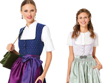 Burda 6268 Sewing Pattern Misses' German Fest Folklore Bavarian Costume Dirndl Oktoberfest Cropped Shirt Apron Dress Women's Sizes 8-18