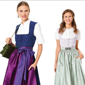 Burda 6268 Sewing Pattern Misses&#39; German Fest Folklore Bavarian Costume Dirndl Oktoberfest Cropped Shirt Apron Dress Women&#39;s Sizes 8-18