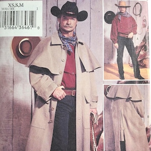 NEW OOP Sewing Pattern Men's Costume Riding Carriage and Buggy Coat Duster Sizes XS-M