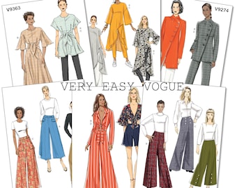 VERY EASY VOGUE Sewing Pattern V9282 No Waistband Pants V9319 Shorts Tops V9361 Flared Leg V9274 Jacket V1739 Tunic Pants V9363 Tunic Dress