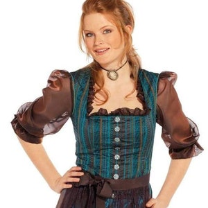 Burda 7326 Sewing Pattern German Fest Folklore Bavarian Costume Dirndl Oktoberfest Cropped Shirt Apron Dress Women&#39;s Plus Sizes 18-32 OOP