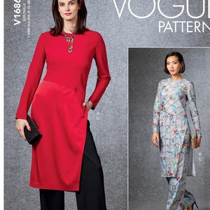 V1686 Vogue 1686 SEWING PATTERN EASY Fitted tunic Left Side Slit Pull-up Pants Sizes 4-14/16-26 31664505747