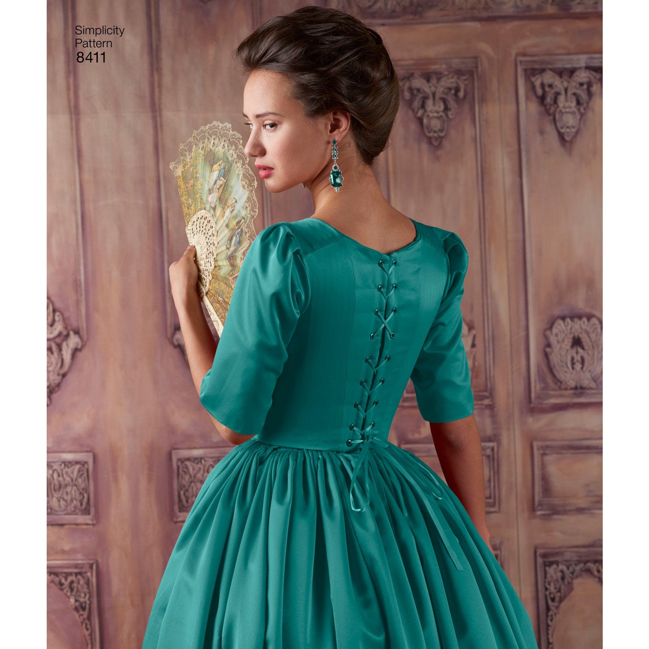 S8411 Sewing Pattern Georgian Misses' Costume Court Red Gown
