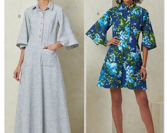 NUEVO Patrón de costura para vestido de señora en dos largos, tallas 8-16 o 18-26