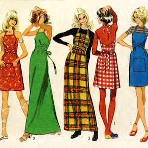 S9739 Sewing Pattern Vintage 1970s Misses Jumper Wrap-Dresses Simplicity 9739 Sizes XS-XL JIFFY Very Easy