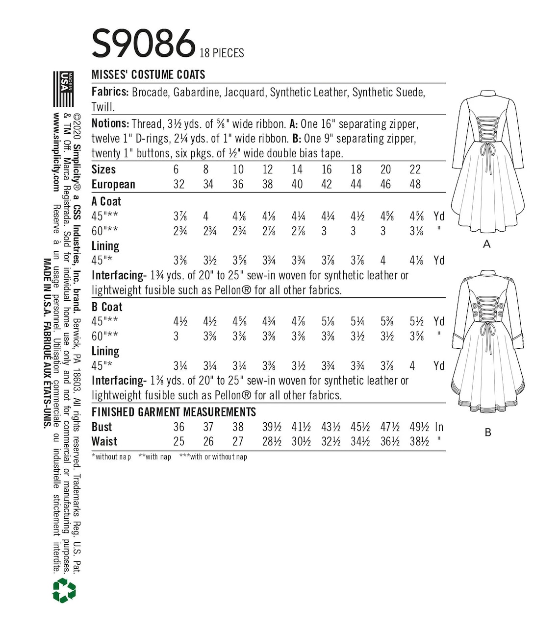 S9086 Sewing Pattern Misses' Costume Pirate Gothic Dress - Etsy