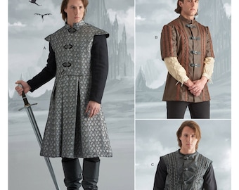 S9593 Sewing Pattern Men's Costume Medieval Knight Squire GOT Coat Jacket Vest Sizes 38-44 or 46-52 Simplicity 9593 Cosplay Theater Modeste